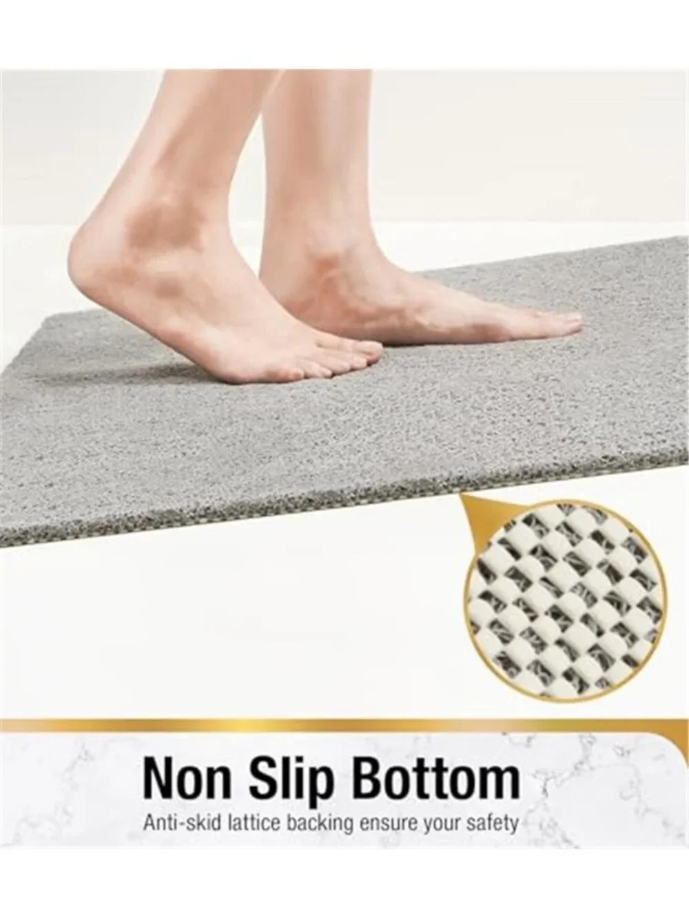 Non Slip Shower Mat PVC Bath Tub Safety Mat Quick Dry Drainage 24x24 Inch